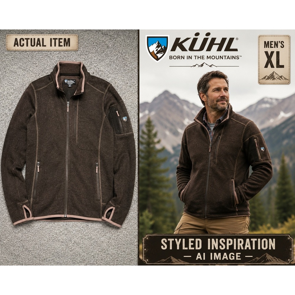 KUHL Heavyweight Alfpaca Fleece Full Zip Sweater Jacket Men's XL Black‎ Gorpcore